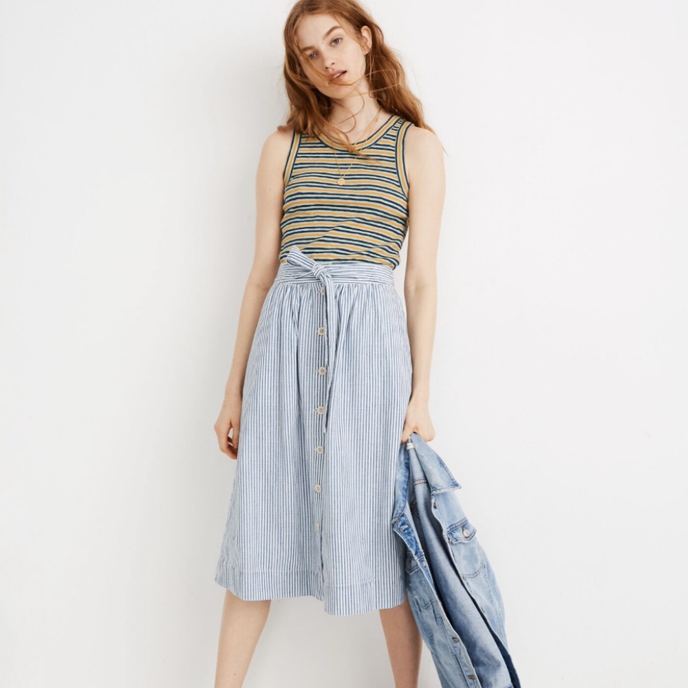 Madewell_Tie Palisade Button-Front Midi Skirt in Pilar Stripe_12
